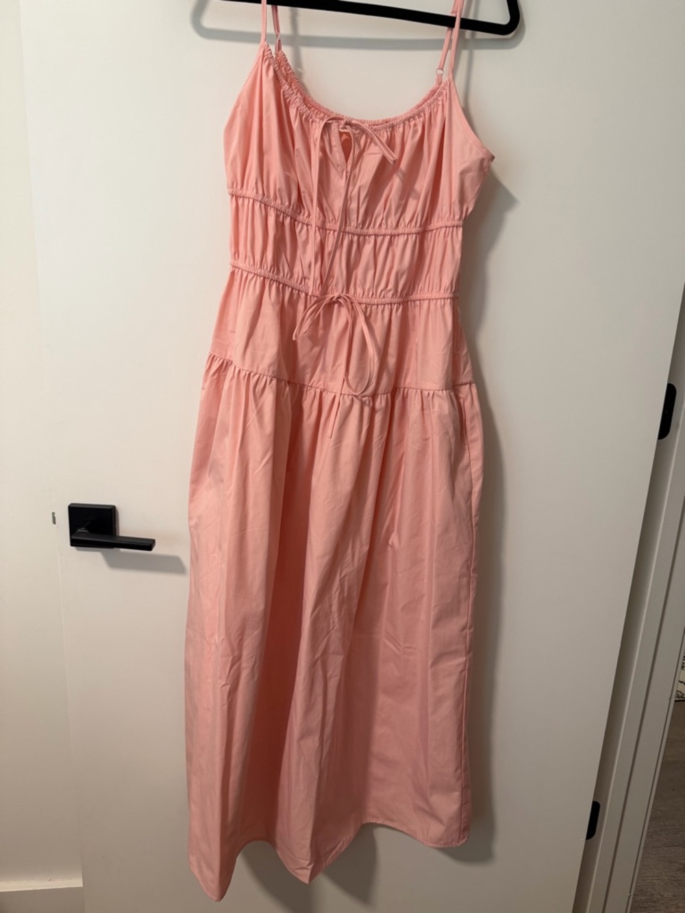 Active USA Pink Tiered Maxi Sundress with Adjustable Straps
